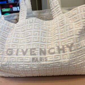 Givenchy Cream Terrycloth Logo Tote